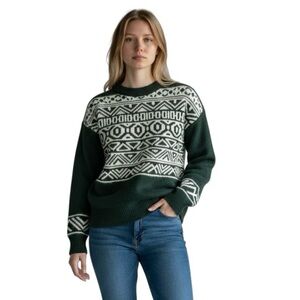 Maurices Green White Nordic Ski Sweater Small NWT